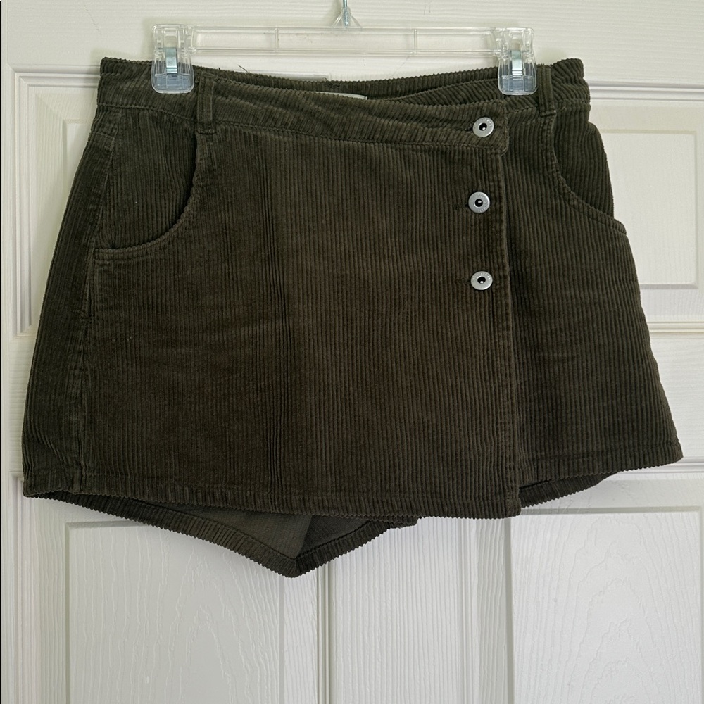 Zara Olive Green Corduroy Skort - size M